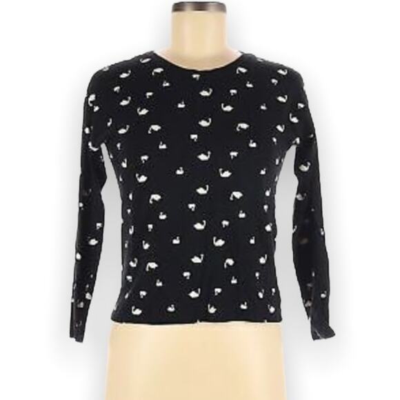 OLD NAVY RELAXED GIRLS BLACK SWAN LONG SLEEVE T-SHIRT SIZE LARGE - Picture 1 of 9